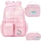 RLXGCZ School Backpack for Girls Rainbow Kids Backpack Cute Backpack for Back to School Laptop Travel Bag 3setsPinks