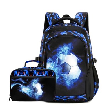 mezhsa Boys Backpack Kids Bookbag Durable Elementary Middle School Bags Soccer 18in ZBLUE