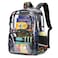 Sisipoet Clear Backpack for School Heavy Duty PVC Transparent Bookbag Funny Kids Backpacks with Game Print Black