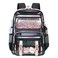 Sisipoet Clear Backpack for School PVC Clear Bookbag Heavy Duty Transparent Backpack for Stadium Events Multiple Pockets See Through Bag for Teens Students Women with Leather Pendant Black Sequin
