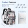 Sisipoet Clear Backpack for School PVC Clear Bookbag Heavy Duty Transparent Backpack for Stadium Events Multiple Pockets See Through Bag for Teens Students Women with Leather Pendant Black Sequin