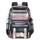 Sisipoet Clear Backpack for School PVC Clear Bookbag Heavy Duty Transparent Backpack for Stadium Events Multiple Pockets See Through Bag for Teens Students Women with Leather Pendant Black Sequin