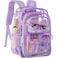 Unineovo Clear Backpack with Pencil Case Heavy Duty PVC Transparent Backpack with Oxford Cloth Bottom Reflective Strips for Primary College Work Stadium Concert Festival