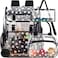 ZLYERT 17 Daisy Clear Backpack for Girls 3Pcs Flip Design Stadium Approved Set Waterproof CampusSchool Transparent Bookbag Black
