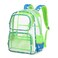 Sisipoet Clear Backpack for School Heavy Duty PVC Transparent Bookbag Funny Kids Backpacks with Dinosaurs Print Green