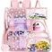 ZLYERT 17 Daisy Clear Backpack for Girls 3Pcs Flip Design Stadium Approved Set GymConcert Transparent Bookbag Pink