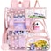 ZLYERT 17 Daisy Clear Backpack for Girls 3Pcs Flip Design Stadium Approved Set GymConcert Transparent Bookbag Pink