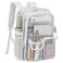 Kouxunt Clear Backpack Heavy Duty Transparent Backpacks Stadium Approved for School Work Sport Travel White