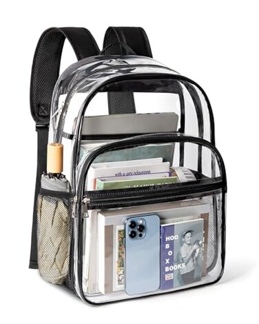 KIMNERPU Clear Backpack Heavy Duty Transparent Bookbag for School with Reinforced Strap for Women Men Capacity Bag for College Clear
