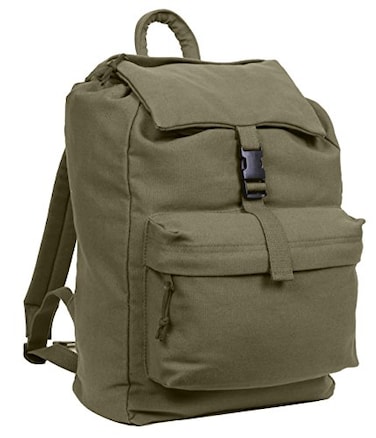 Rothco Canvas Daypack HeavyDuty Cotton Canvas Backpack for Hiking Camping Traveling and Daily Use 34L Capacity Olive Drab