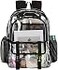 KUI WAN Clear Backpack Large Clear Bag Stadium Heavy Duty PVC Transparent See Through Backpacks for Boys Girls College Work Black