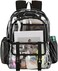 KUI WAN Clear Backpack Large Clear Bag Stadium Heavy Duty PVC Transparent See Through Backpacks for Boys Girls College Work Black