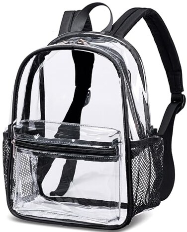 BTOOP Clear Mini Backpack for Stadium Events 12x12x6 Small Transparent Backpacks Plastic See Through Clear Bag for Concerts Work Festival Security Travel