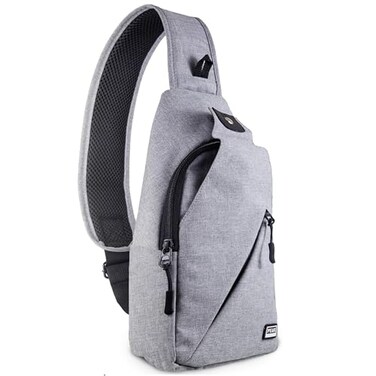 Peak Gear Travel Sling Bag Compact Crossbody Bag Lighter and Smaller than a Backpack Lifetime Lost Found ID Tag Gray