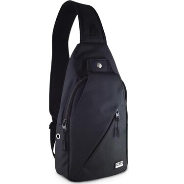 Peak Gear Travel Sling Bag Compact Crossbody Bag Lighter and Smaller than a Backpack Lifetime Lost Found ID Tag Black