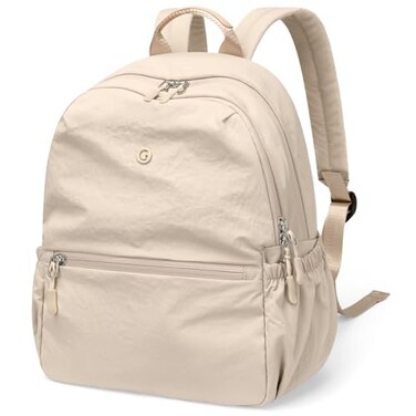 GOLF SUPAGS 13L Mini Backpack Lightweight Nylon Daypack for Women Small City Pack Versatile Ladies Backpack for Shopping Travel Light Apricot