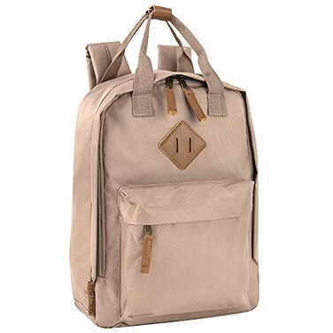 MADISONDAKOTA MADISON DAKOTA Canvas Mini Backpack for Everyday Day Pack Rucksack in Solid Color Blocks Almond