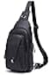 BULLCAPTAIN Leather Sling Bag for Men Multipocket Crossbody Chest Bag Travel Casual Shoulder Backpack Black