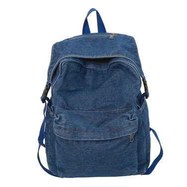 TYHOTULY Classic Retro Denim Backpack Y2K Aesthetic Shoulder Bag Lightweight Daypack Casual Jeans Backpack for College Blue