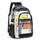 KIMNERPU Clear Backpack Heavy Duty PVC Transparent Backpack with Reinforced Straps See Through Multiple Pockets Large Capacity Bookbag for Concert Work Security Travel Festival Black