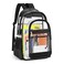 KIMNERPU Clear Backpack Heavy Duty PVC Transparent Backpack with Reinforced Straps See Through Multiple Pockets Large Capacity Bookbag for Concert Work Security Travel Festival Black