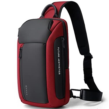 BANGE Waterproof Mens Chest Bag Shoulder bags Crossbody Sling Backpack 7566Red