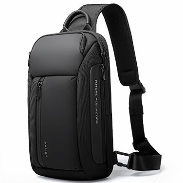 BANGE Sling Bag for Men Mens Shoulder bags Waterproof Crossbody Backpack for Men 7566Black