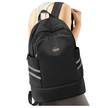 SYCNB Gym Backpack for Women with Shoes Compartment Wet PocketLarge Travel Backpack Waterproof Black Backpack