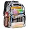 Vorspack Clear Backpack Heavy Duty Large Clear Bookbag Transparent See Through Backpack Plastic Backpacks for College Work Travel Black