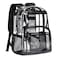 Vorspack Clear Backpack Heavy Duty Large Transparent Bookbag for Adults See Through Backpack for College Work Travel Black