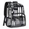 Vorspack Clear Backpack Heavy Duty Large Transparent Bookbag for Adults See Through Backpack for College Work Travel Black