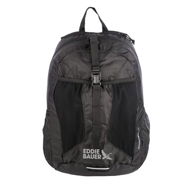 Eddie Bauer Stowaway Packable Backpack Travel Outdoor Lightweight Foldable Durable Ripstop Polyester 30L Onyx Black