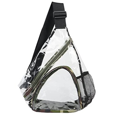 HULISEN Clear Sling Bag Clear Bag Stadium Approved Transparent Shoulder Crossbody Backpack Chest Casual Daypack