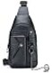 BULLCAPTAIN Genuine Leather Sling Bag for Men Crossbody with Cellphone Stand Chain Chest Shoulder Backpack Daypack XB520 Black