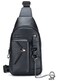 BULLCAPTAIN Genuine Leather Sling Bag for Men Crossbody with Cellphone Stand Chain Chest Shoulder Backpack Daypack XB520 Black