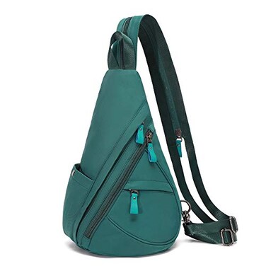 KL928 Nylon Sling Bag Small Crossbody Backpack Shoulder Casual Daypack Multipurpose Rucksack for Men WomenAtrovirens