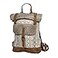 Myra Bag Classy Leather Upcycled Canvas Backpack S1237 135 W x 19 H x 45 D Ivory Brown