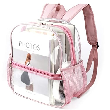 Keepcross Stadium Approved Clear Backpack 12x6x12 Clear Bag for Sporting Events Concerts Festivals for Women Rose Gold