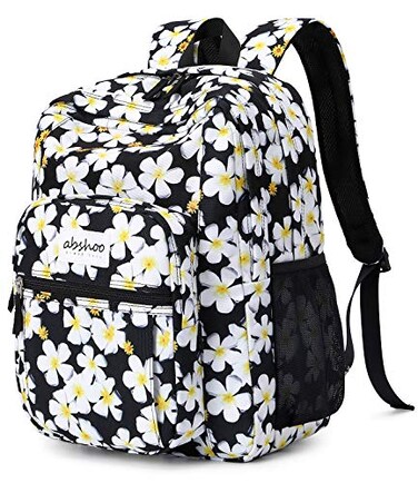 abshoo Classical Basic Womens Floral Backpack For College Water Resistant Bookbag Floral Black