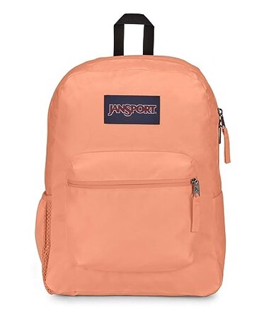 JanSport Cross Town Backpack 17 x 125 x 6 Simple Bag for Everyone with 1 Main Compartment Front Utility Pocket Premium Class Accessories Peach Neon