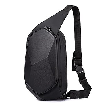 BANGE Sling Bag Waterproof Safe Protect Shell Crossbady Bag Backpack Biking Hiking Travel Shoulder Bag Black Large