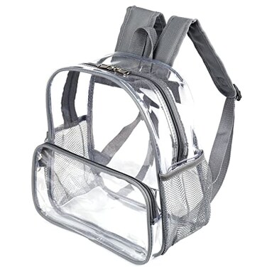 Crosstime Stadium Approved Clear Backpack 12x6x12 Clear Bag for Stadium Events Sports Festivals Concerts Gray