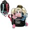 W Lamb William Lamb Harley Quinn Batman Black Faux Leather Backpack Featuring Eye Catching Face Design Black Kids Regular
