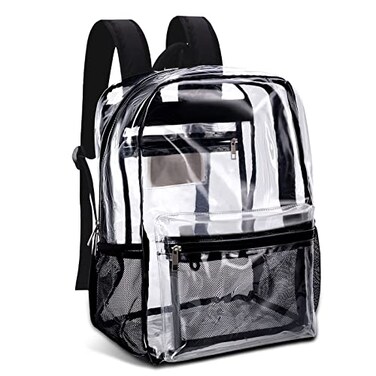 Kekeintlco KekeIntl Clear Backpack Heavy Duty PVC Clear Backpack 40lbsBlack