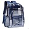 Vorspack Clear Backpack Heavy Duty PVC Transparent Backpack with Reinforced Strap for College Workplace Navy