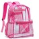 Vorspack Clear Backpack Heavy Duty PVC Transparent Backpack with Reinforced Strap for Work Pink