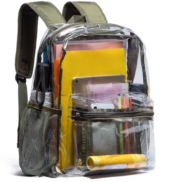 Vorspack Clear Backpack Heavy Duty PVC Transparent Backpack with Reinforced Strap for Work Green