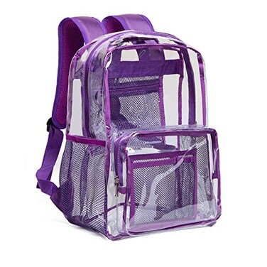 Vorspack Clear Backpack Heavy Duty PVC Transparent Backpack with Reinforced Strap Large Capacity for College Workplace Security Purple