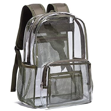 Vorspack Clear Backpack Heavy Duty PVC Transparent Backpack with Reinforced Strap Large Capacity for College Workplace Security Green