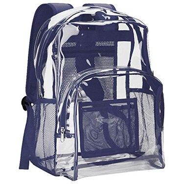 Vorspack Clear Backpack Heavy Duty PVC Transparent Backpack with Reinforced Strap Stitches Large Capacity for College Workplace Security Navy